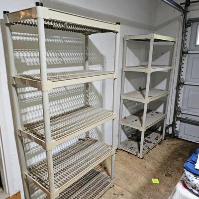 Six Tan Plastic Storage Shelves (G-JS)
