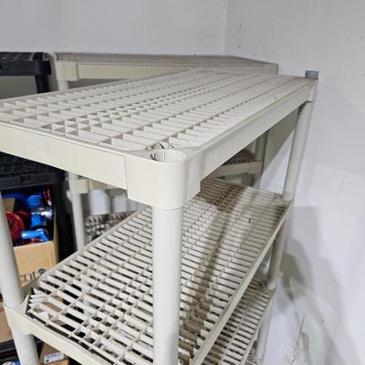 Six Tan Plastic Storage Shelves (G-JS)