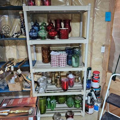 Six Tan Plastic Storage Shelves (G-JS)