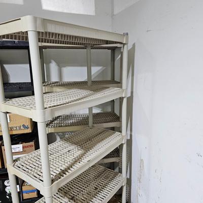 Six Tan Plastic Storage Shelves (G-JS)