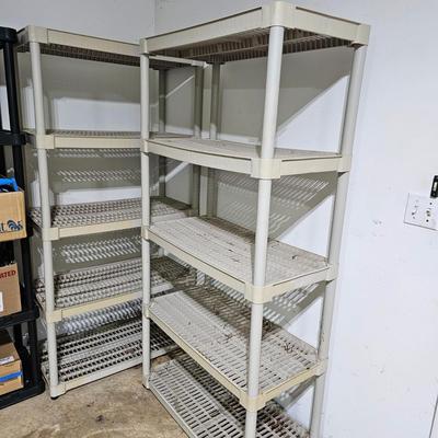 Six Tan Plastic Storage Shelves (G-JS)