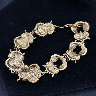 Multi Color Austrian Crystal Owl Bracelet In Goldtone (6.50 Inch - 7.50 Inch )