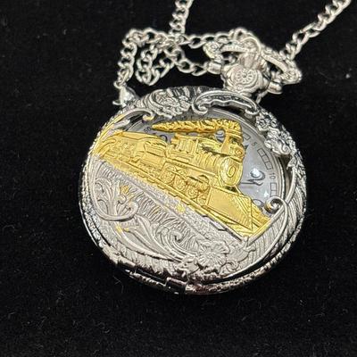 Silver tone pocket watch Chain Necklace Watch for Collection