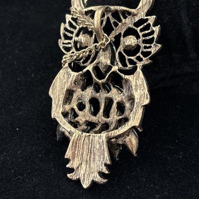 Exaggerated Owl Pendant Long Necklace