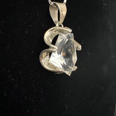 925 Taxco, silver necklace and crystal silver pendant
