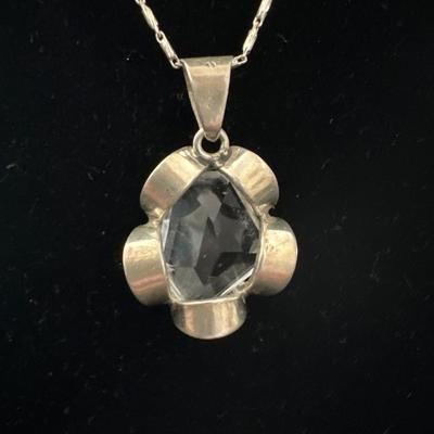 925 Taxco, silver necklace and crystal silver pendant