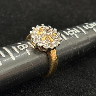 Gold tone and silver time rhinestone ring