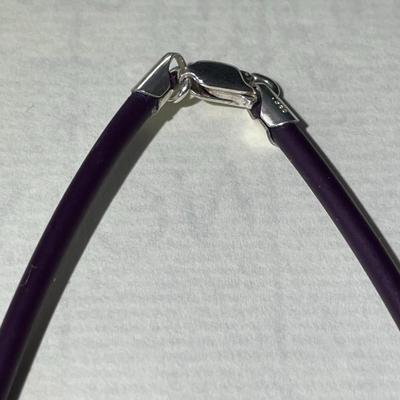 Vintage Sterling Silver Quartz & Amethyst Slide Pendant in Good Preowned Condition on a 18" Leather Necklace as Pictured.