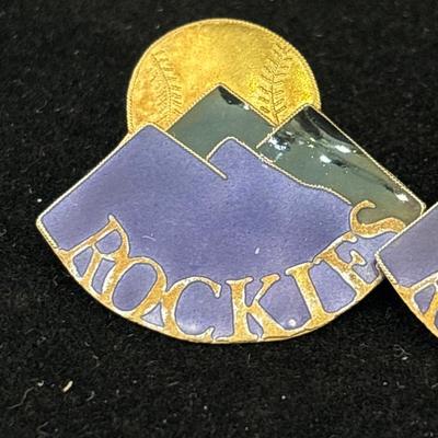 Rockies baseball gold toned earrings