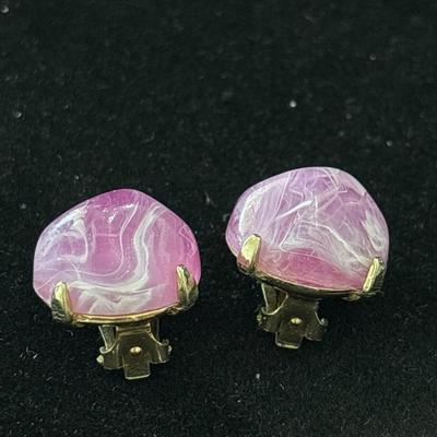 Zentall purple marble designed Clip on earrings
