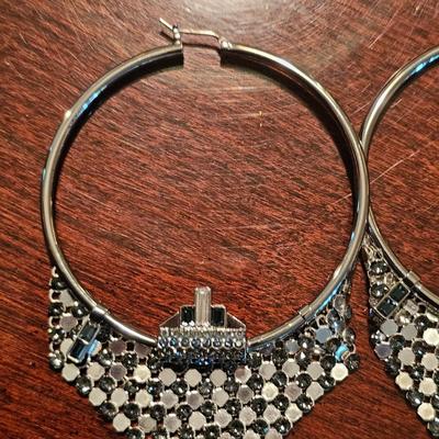 Crystal Embellished Circle Earrings - Swarovski