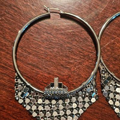 Crystal Embellished Circle Earrings - Swarovski