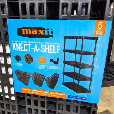 Four Black & Two Taupe Plastic Shelves (G-JS)