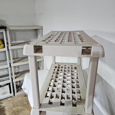 Four Black & Two Taupe Plastic Shelves (G-JS)