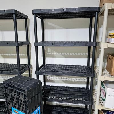 Four Black & Two Taupe Plastic Shelves (G-JS)