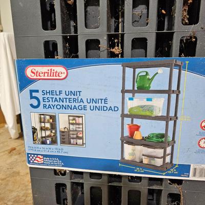 Four Black & Two Taupe Plastic Shelves (G-JS)