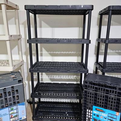 Four Black & Two Taupe Plastic Shelves (G-JS)
