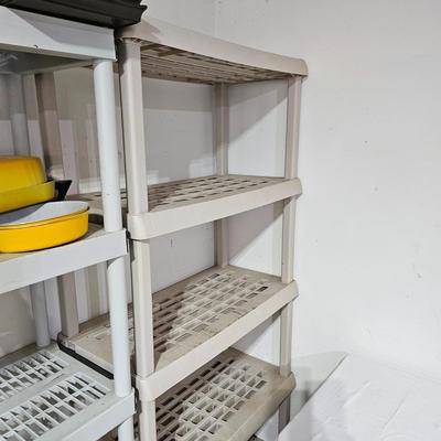 Four Black & Two Taupe Plastic Shelves (G-JS)