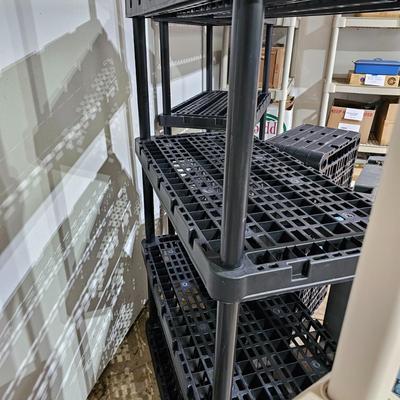 Four Black & Two Taupe Plastic Shelves (G-JS)