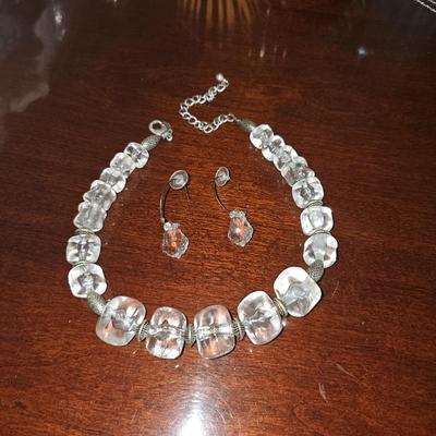 Vintage Lucite Beaded Bracelet and Earring Set