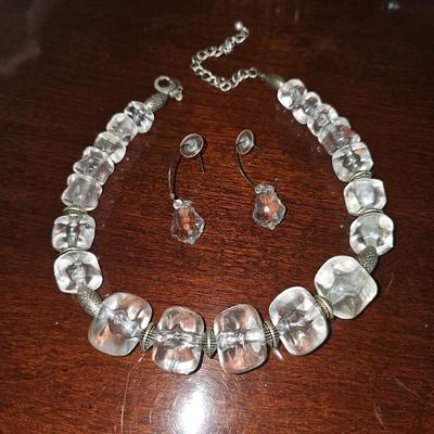 Vintage Lucite Beaded Bracelet and Earring Set