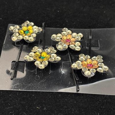Rhinestone flower Bobby pins