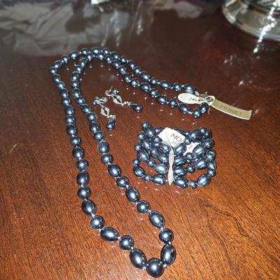 Monet New with Tags Faux Gray Pearl Jewelry Set