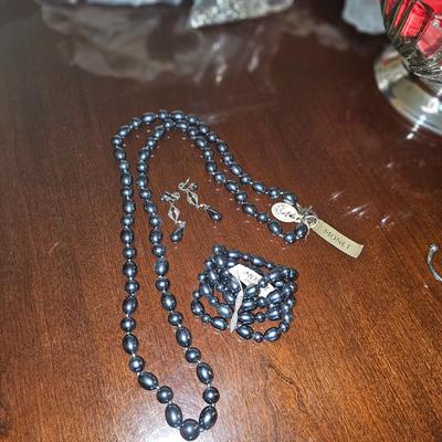 Monet New with Tags Faux Gray Pearl Jewelry Set