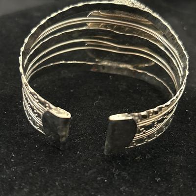 Native American turquoise tone stone silver tone cuff bracelet