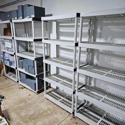 Four Grey Keter Storage Shelves (G-JS)