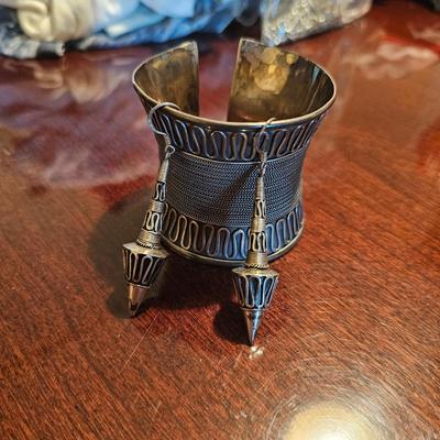 Sterling Silver 925 Balinese Wide Cuff & Earrings Set