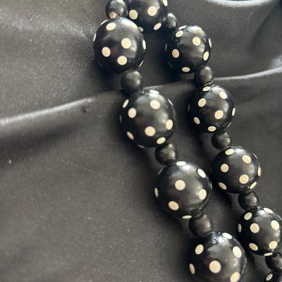 Black and white dots big beaded statement necklace