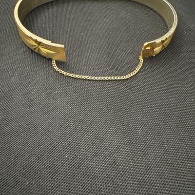 Vintage, gold, toned starburst hinged bracelet