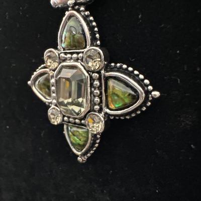 Genuine Abalone Austrian crystal Pendant necklace