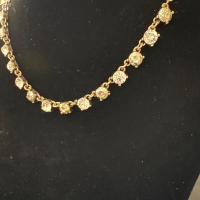 Antique brass tone chain with faux Diamond necklace