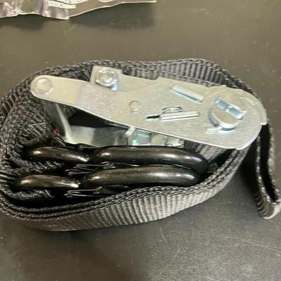 Pair of Black Nylon Webbing 1.5" Ratchet Tie Down Straps