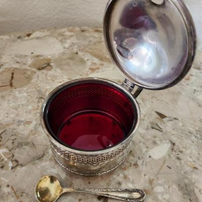 Cranberry Glass Victorian Mustard Pot