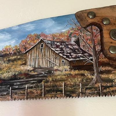 Painted saw art piece