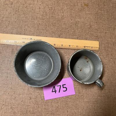 Granite ware cup & bowl