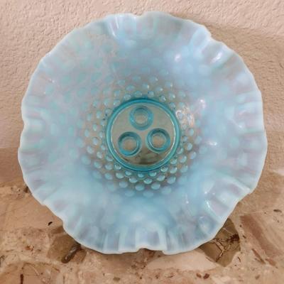 Fenton Blue Hobnail Epergne Bowl