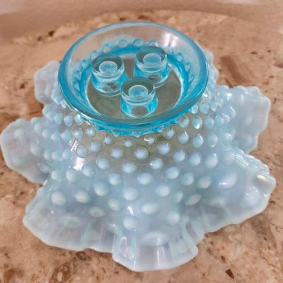 Fenton Blue Hobnail Epergne Bowl