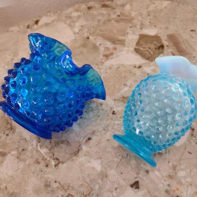 Small Blue Fenton Vases (2)