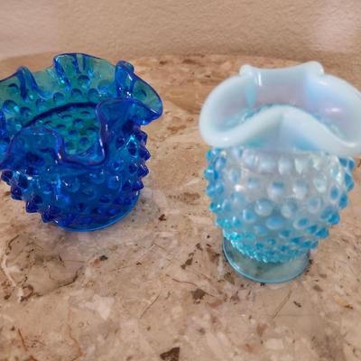 Small Blue Fenton Vases (2)