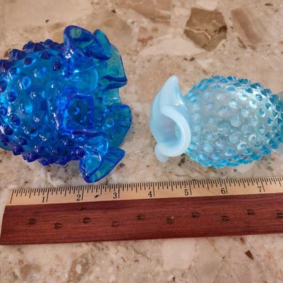 Small Blue Fenton Vases (2)