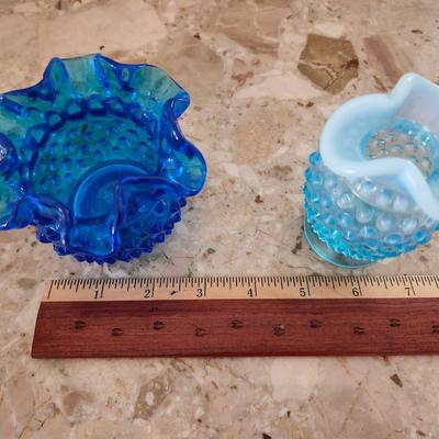 Small Blue Fenton Vases (2)