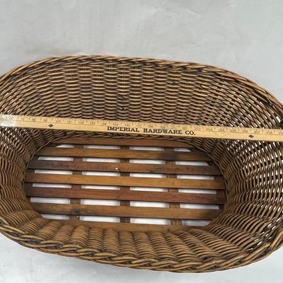 Antique Laundry Basket W/Slatted Wood Bottom