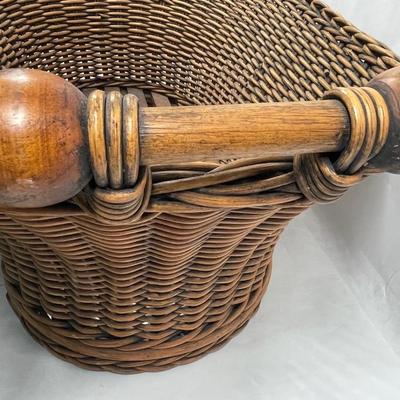 Antique Laundry Basket W/Slatted Wood Bottom