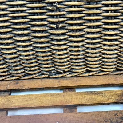 Antique Laundry Basket W/Slatted Wood Bottom
