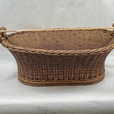Antique Laundry Basket W/Slatted Wood Bottom