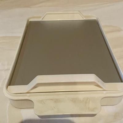 MICROWAVE COOKWARE & A WALL MOUNTED CAN OPENER